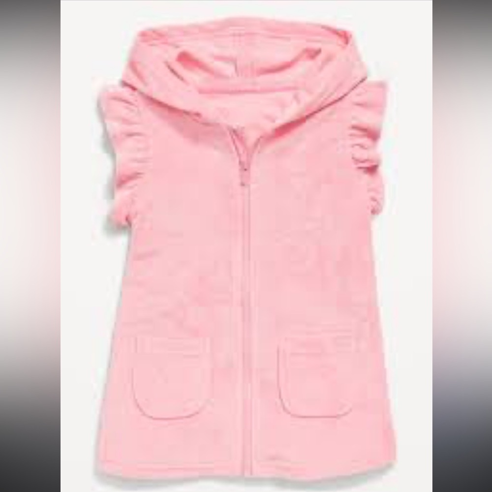 Old Navy Baby Girl Swim Swimsuit Zip One Piece Hooded Terry Pink Cover Up Dress